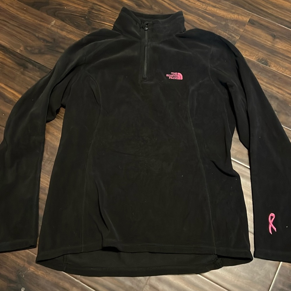 The North Face fleece half zip pink breast cancer L